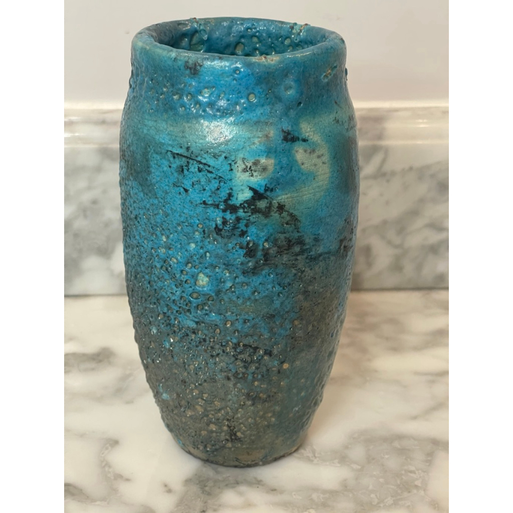 1989 Signed Studio Pottery Vase “Presence” by Czyzeuwski Teal Crater Glaze - Picture 2 of 10